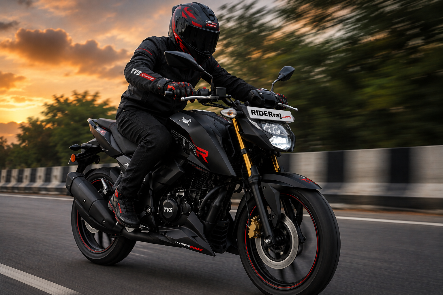 TVS Apache RTR 160 4V riding action shot
