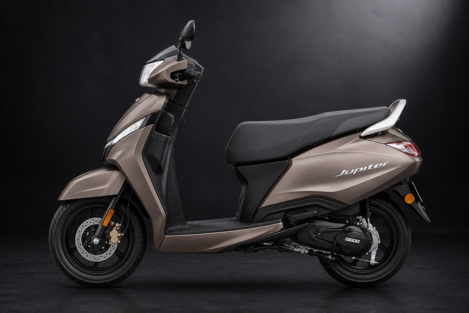 TVS Jupiter side profile design with sharp body panels