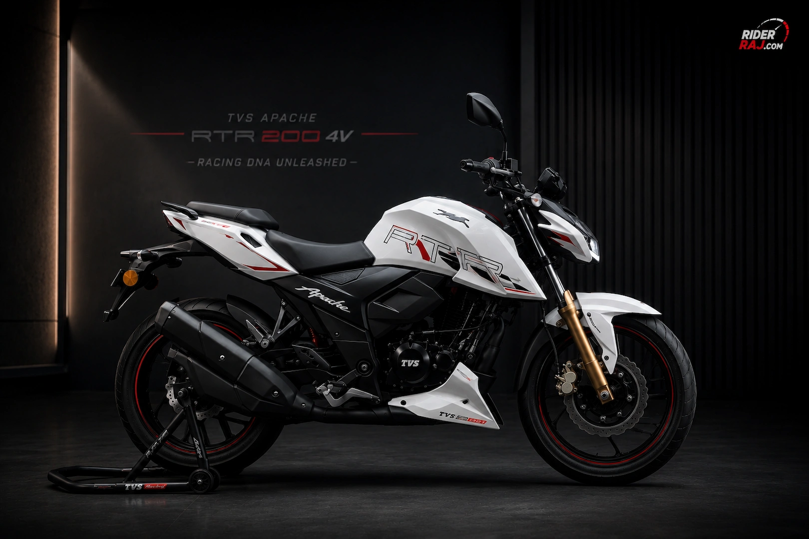 White TVS Apache RTR 200 4V side profile