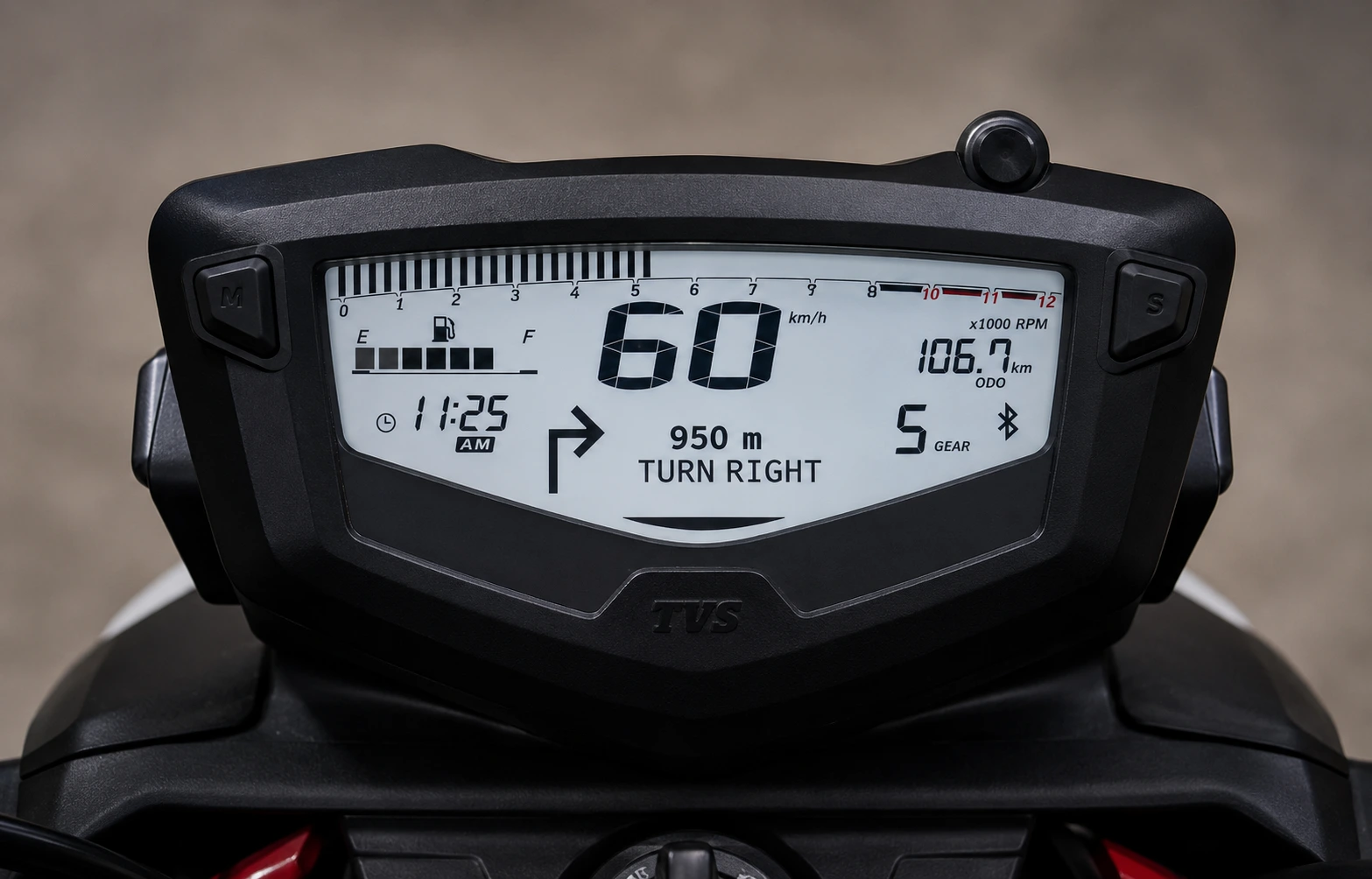 TVS Apache RTR 200 4V TFT instrument cluster and SmartXonnect