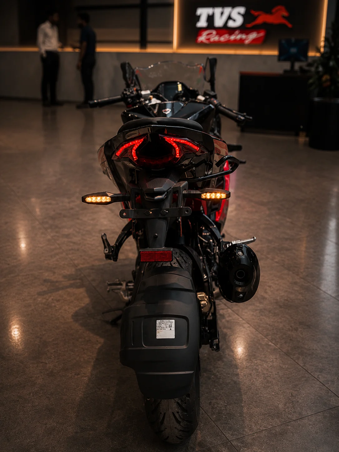 TVS Apache RR 310 rear view with Snake Fangs-inspired LED tail light