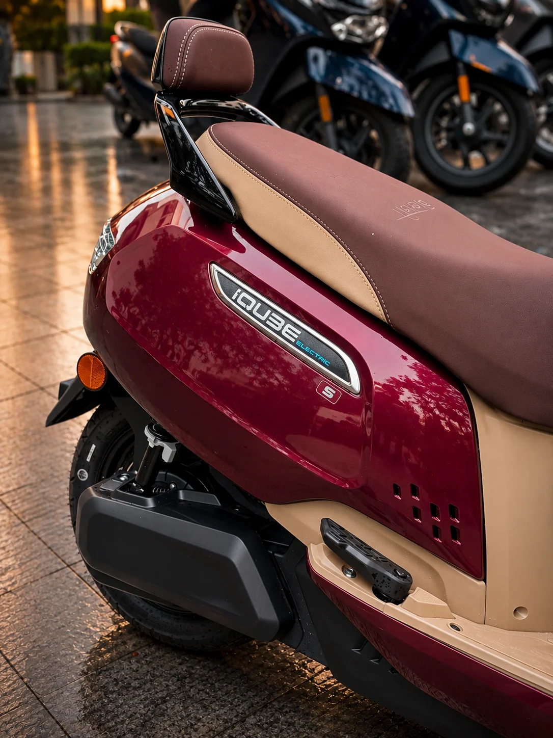 TVS iQube side profile showing body panels and build quality