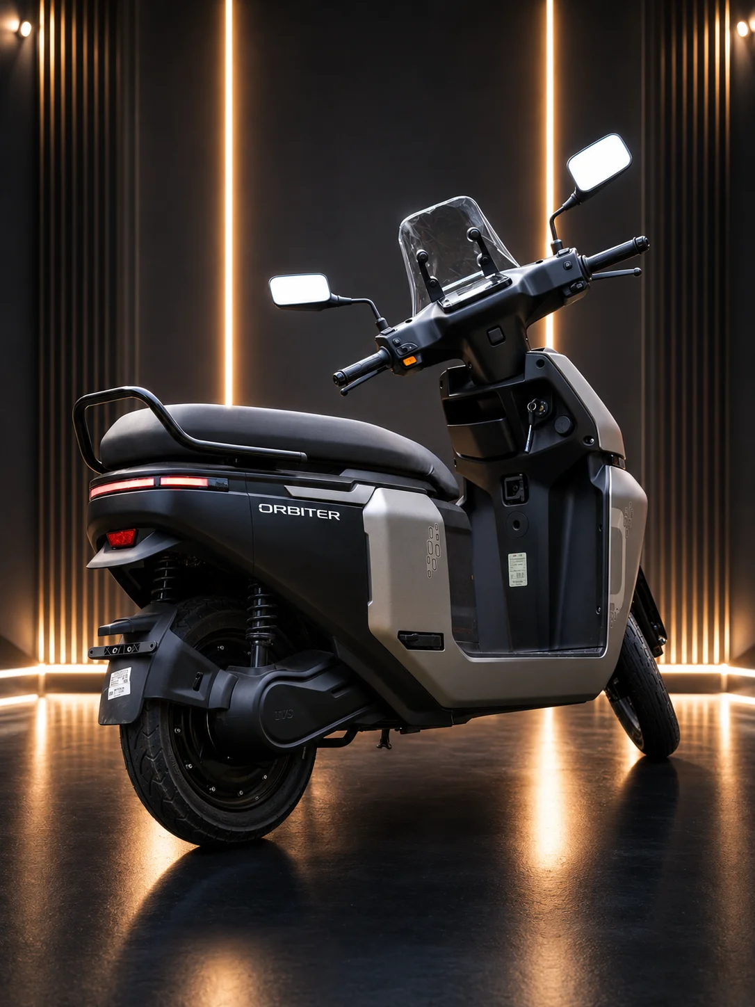 TVS Orbiter rear view showing tail light and boot area